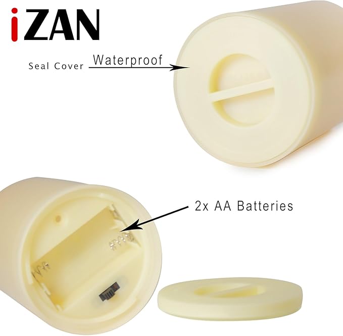 iZAN Set of 1 Outdoor Flameless LED Candles with Timer - Waterproof Plastic Flickering Battery Operated LED Pillar Candles Wedding Party Garden Decoration Long Lasting Battery Life 3x5 inch