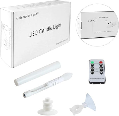 6 Pack Flameless Taper Candles with Remote/Timer & Suction Cup, Battery Operated Flickering LED Window Candles, Vintage Christmas Electric Fake Candlesticks, White Holder