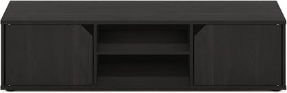 Furinno CLASSIC TV Stand, Petite 2-Tier Entertainment Center with Open Shelf and Door Cabinets, TV Console for TV up to 55 Inch, for Living Room, Bedroom, Espresso