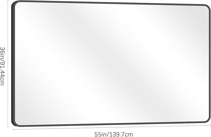 DESBING 36" x 55"Bathroom Mirror, Matte Black Wall Mirror with Metal Frame, Decorative Rectangular Vanity Mirror for Bedroom Bathroom Living Room Entryway (Horizontal/Vertical)