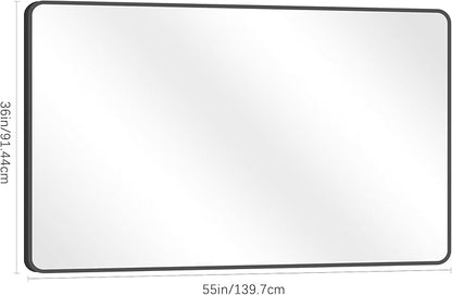 DESBING 36" x 55"Bathroom Mirror, Matte Black Wall Mirror with Metal Frame, Decorative Rectangular Vanity Mirror for Bedroom Bathroom Living Room Entryway (Horizontal/Vertical)
