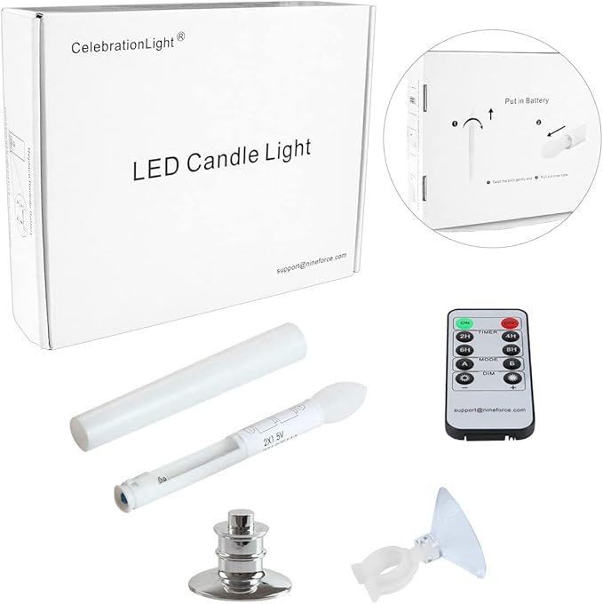 10 Pack Flameless Taper Candles with Remote/Timer & Suction Cup, Battery Operated Flickering LED Window Candles, Vintage Christmas Electric Fake Candlesticks, Silver Holder