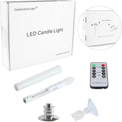 10 Pack Flameless Taper Candles with Remote/Timer & Suction Cup, Battery Operated Flickering LED Window Candles, Vintage Christmas Electric Fake Candlesticks, Silver Holder