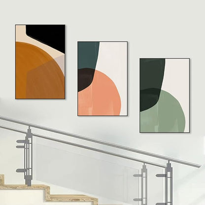 MPLONG Wall Art, Frame Canvas Wall Art Set, Striking Modern Minimalism, Abstract Natural Geometric Color Block Picture Prints, Aesthetic Living Room Bedroom Office Kitchen Wall Decor