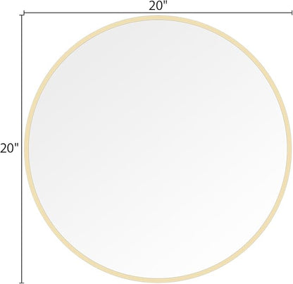 WallBeyond 20 inch Round Mirror Gold Circle Wall Mirror for Bathroom with Metal Framed, Round Wall Mirror for Wall Decor, Vanity, Entryway Living Room