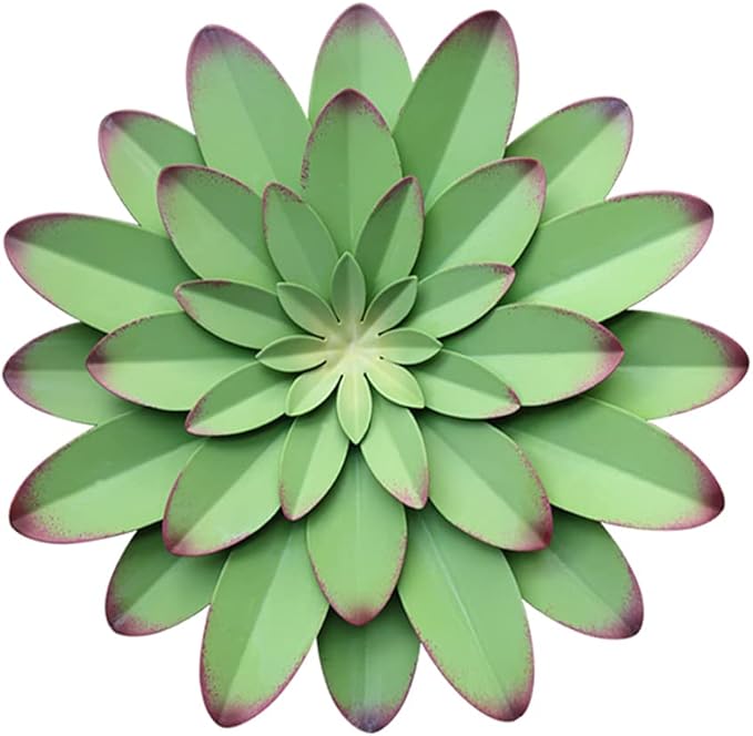 AHYS Metal Flowers Wall Decor Indoor Outdoor Metal Wall Art for Farmhouse Home Living Room Bedroom Bathroom Garden Decor – 12 Inch - Green