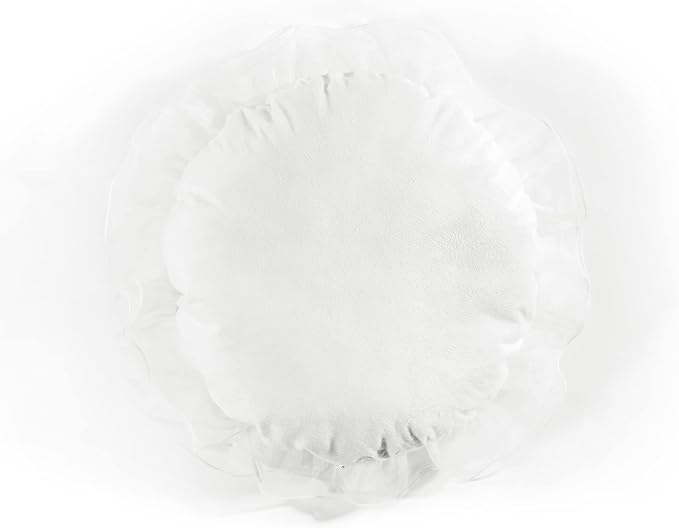 Lush Decor Ruffle Layer Flower Decorative Throw Pillow, 17" Round, White - Ruffle Round Pillow - Throw Pillows For Bed, Couch, Or Chair