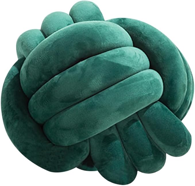 2 Pcs Knot Pillow Ball, Dark Green Knotted Pillow Plush Ball Pillows, 11" Decorative Throw Pillows for Sofa Couch Aesthetic Home Decor