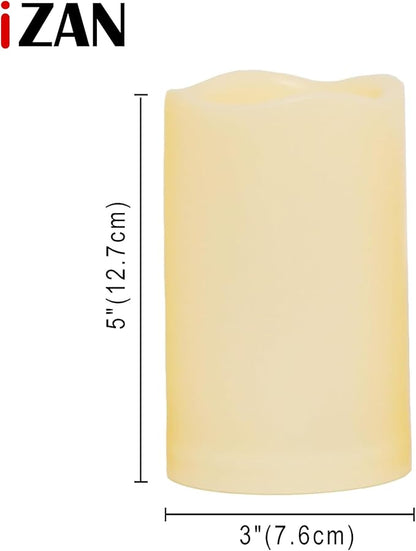 iZAN Set of 1 Outdoor Flameless LED Candles with Timer - Waterproof Plastic Flickering Battery Operated LED Pillar Candles Wedding Party Garden Decoration Long Lasting Battery Life 3x5 inch