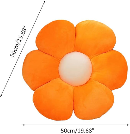 lannery Flower Plush Throw Pillows, Flower Floor Pillow Seating Cushion Toy for Reading, Room, Watching TV (19.7", Orange)