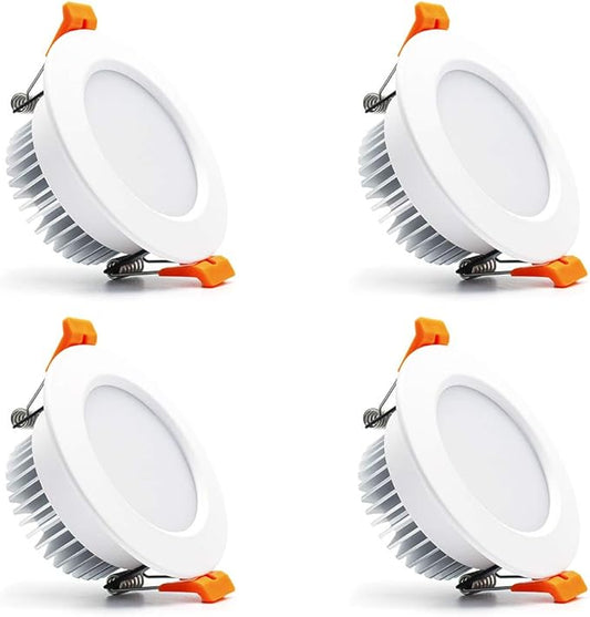 3 inch Dimmable LED Recessed Lighting, 7W Retrofit Downlight, 6000K Daylight White, CRI 80 with LED Driver, as AC 110V Ceiling Light Fixture for Living Room, Kitchen, Bedroom, Hallway, 4 Pack