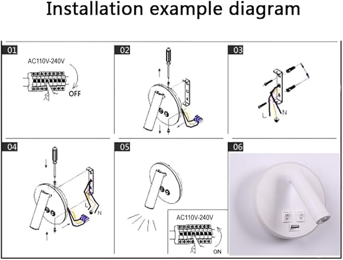 USB Charging Port Wall Wash Light White Bed LED with Interior Wall Adjustable Spotlight Reading lamp Wall lamp Bedroom Indoor Bedside Lamp 3000K (3W + 9W)