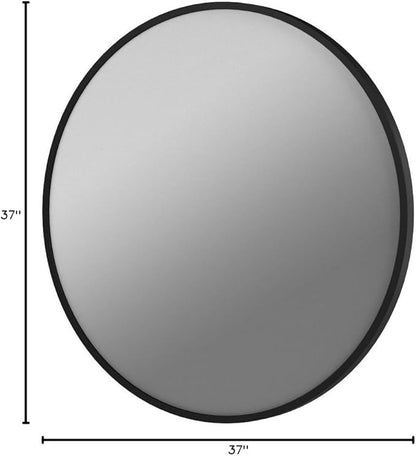 Umbra Hub Round Wall Mirror with Rubber Frame, Modern Style for Bathroom, Entryway, Living Room and More, 37-Inch, Black