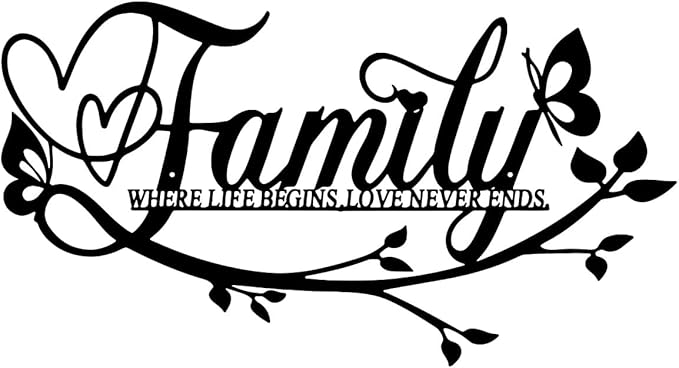 BFORXRO Family Signs for Home Decor Wall Black Metal Wall Art Family Wall Decor for Living Room Kitchen Bedroom