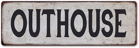 OUTHOUSE Vintage Look Rustic Metal Sign Plaque Retro Signs Wall Decor 6 x 18 High Gloss Metal 206180035037