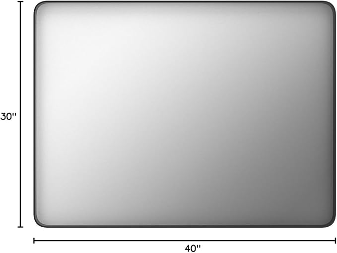 JISOSO Black Bathroom Mirror 40X30 Inch, Black Metal Framed Mirror for Wall, Rounded Rectangle Matte Bathroom Vanity Mirror with Tempered Glass, Anti-Rust, Horizontal/Vertical