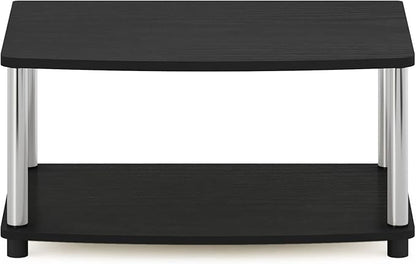 Furinno Turn-N-Tube No Tools 2-Tier Elevated TV Stand, Stainless Steel Tubes, Americano/Chrome, 13191AMSS