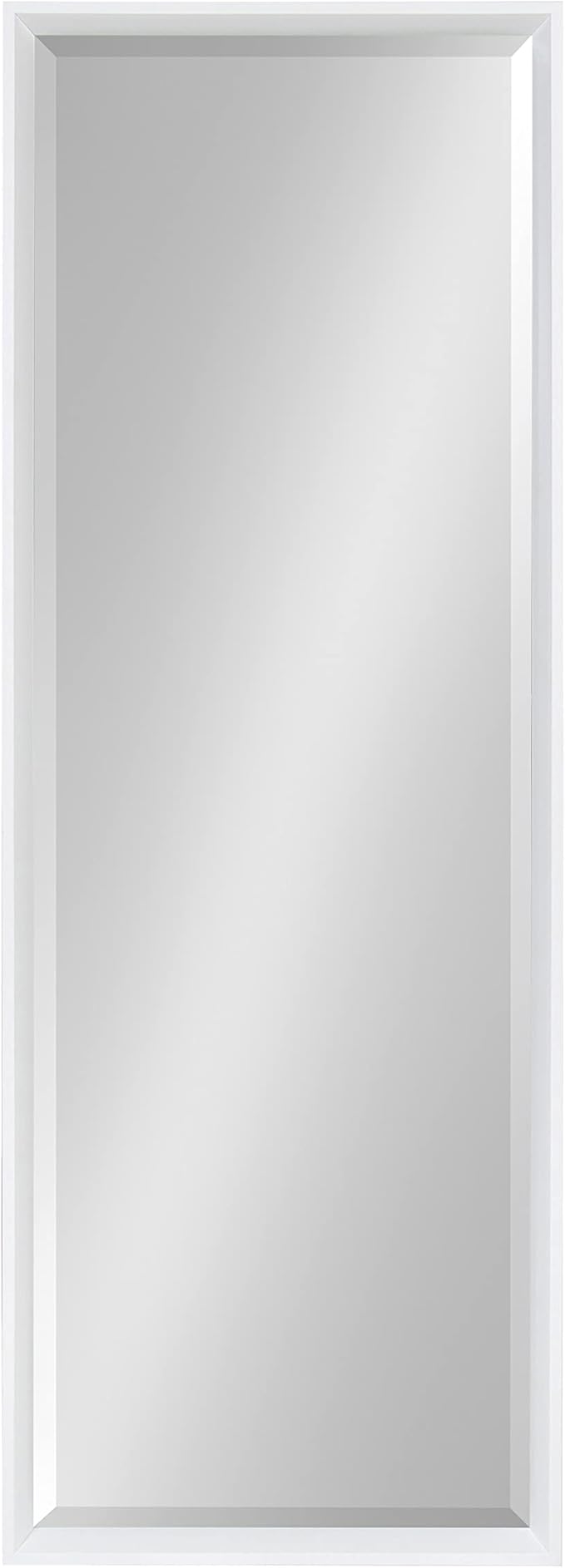 Kate and Laurel Calter Modern Framed Full Length Wall Mirror, 17.5 x 49.5, White, Decorative Rectangular Wall Mounted Full Body Beveled Mirror for Glam Wall Decor