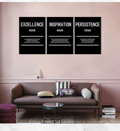 Inspiration Excellence Persistence Motivational Canvas Wall Art Creation Inspirational Poster Painting Modern Inspiring Artwork for Office Home Living Room Stretched and Framed[60''Wx 28''H]