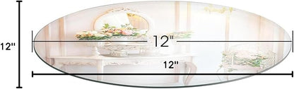 12" Round Mirror Plates, Glass Flat Mirrors, Circle Mirror Candle Plates for Table & Wedding Decorations, 2mm, 12 Pack