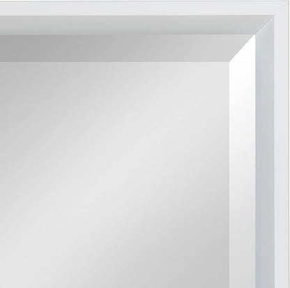Kate and Laurel Calter Modern Framed Full Length Wall Mirror, 17.5 x 49.5, White, Decorative Rectangular Wall Mounted Full Body Beveled Mirror for Glam Wall Decor