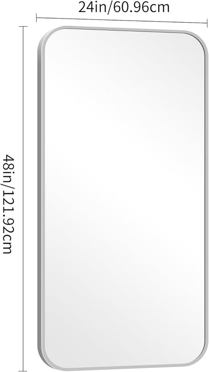 DESBING 24" x 48"Bathroom Mirror, Sliver Wall Mirror with Metal Frame, Decorative Rectangular Vanity Mirror for Bedroom Bathroom Living Room Entryway (Horizontal/Vertical)