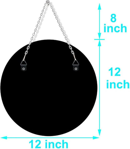 QMDECOR Crystal Crush Diamond Silver Mirror 2 Pack Diameter 12inch Round Shape with Iron Chain Real Glass Mirror for Wall Decor