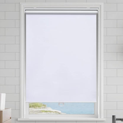 AOSKY Cordless Roller Shades Blackout Blinds for Windows Room Darkening Rolled Up Shades with Spring System, UV Protection Window Shades Door Blinds for Home and Office (58" W x 72" H, White)