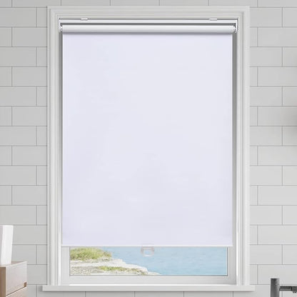 Cordless Roller Shades Blackout Blinds for Windows Room Darkening Rolled Up Shades with Spring System, UV Protection Window Shades Door Blinds for Home and Office (56" W x 72" H, White)