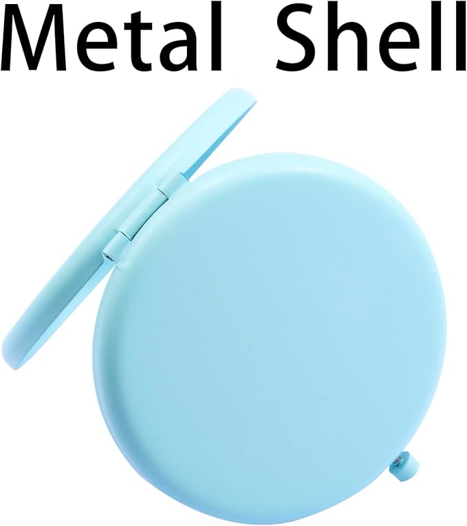 Compact Mirror for Purse, Metal Round Shell, Double-Sided 1X/12X Magnifying, Portable Travel Small Makeup Mirror, Mini Pocket Mirror, Aquamarine,18 Packs