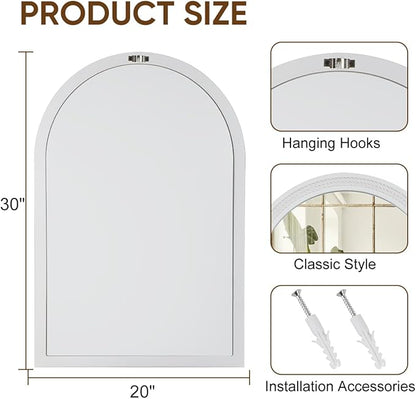Arched Vanity Mirror for Wall, 30"x20" Nautical Theme Boho Rustic Farmhouse Mirror with Wooden Frame, Decorative Rope Mirror for Bathroom, Living Room, Entryway, or Bedroom