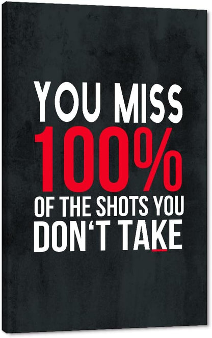 Michael Scott Framed Poster Wayne Gretzky Funny Print Art You Miss 100% Of The Shots You Don’t Take Easy Inspirational Canvas Giclee Office Artwork HD Print Modern Home Decor Easy to Hang-28"Wx44"H