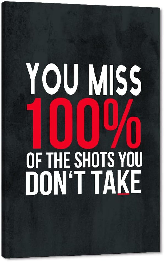 Michael Scott Framed Poster Wayne Gretzky Funny Print Art You Miss 100% Of The Shots You Don’t Take Easy Inspirational Canvas Giclee Office Artwork HD Print Modern Home Decor Easy to Hang-28"Wx44"H