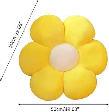 lannery Flower Plush Throw Pillows, Flower Floor Pillow Seating Cushion Toy for Reading, Room, Watching TV (19.7", Yellow-1)