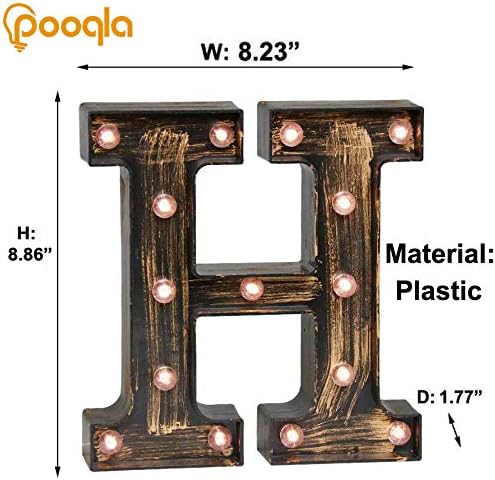 Pooqla Vintage Light Up Marquee Letters with Lights – Illuminated Industrial Style Lighted Alphabet Letter Signs - Coffee Bar Apartment Bedroom Wall Home Initials Decor A-Z