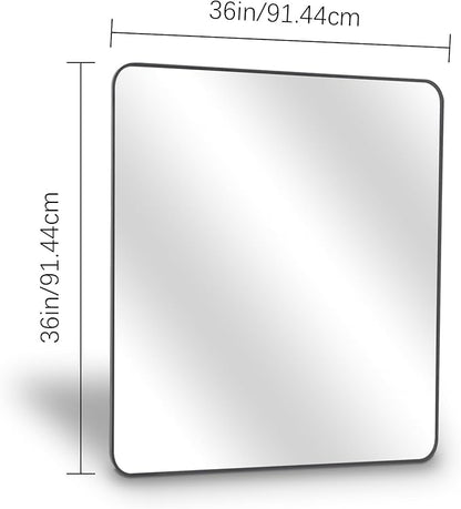 DESBING 36" x 36"Bathroom Mirror, Matte Black Wall Mirror with Metal Frame, Decorative Rectangular Vanity Mirror for Bedroom Bathroom Living Room Entryway (Horizontal/Vertical)