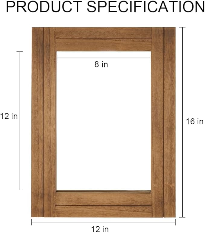 Rectangle Wall Mirror for Bathroom, Distressed White Wood Decor with Hanging Rope for Rustic Home Decor, Vanity, Living Room 12"×16"（Wooden）