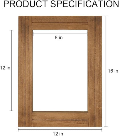Rectangle Wall Mirror for Bathroom, Distressed White Wood Decor with Hanging Rope for Rustic Home Decor, Vanity, Living Room 12"×16"（Wooden）