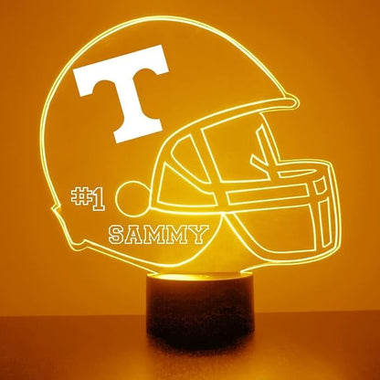 Custom University of Tennessee Football Helmet LED Sign Night Light Lamp with Remote, Personalized Text, Officially Licensed from the CLC by Mirror Magic Gifts, Made in the USA - 1