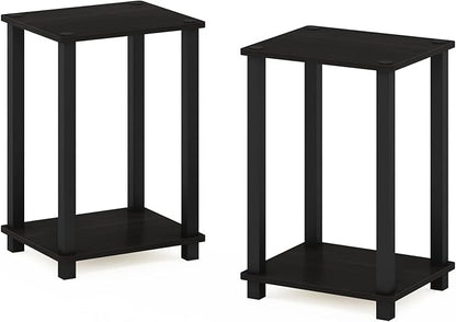 Furinno Simplistic End Table, 2-Pack, Espresso/Black