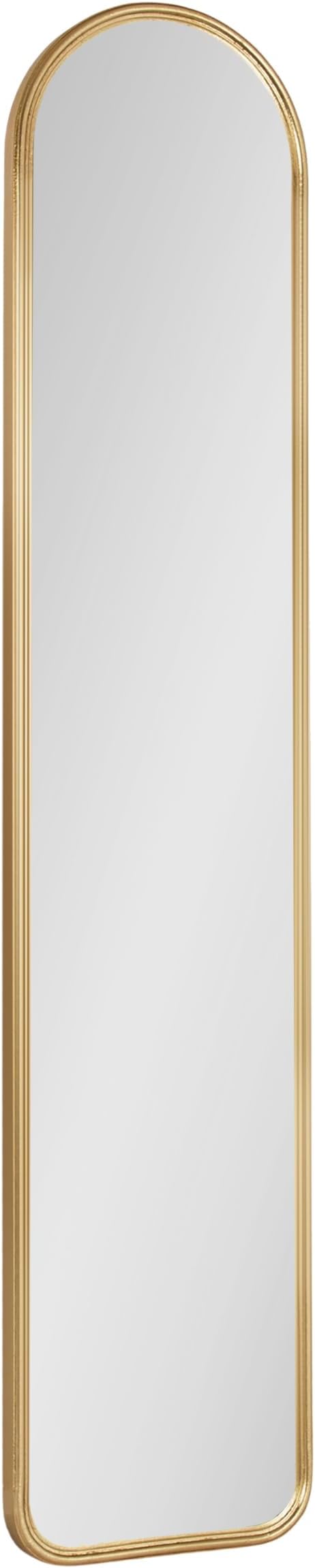 Kate and Laurel Caskill Slim Panel Wall Mirror; 8 x 38; Gold; Glam Tall Arch Mirror Wall Decor for Use as Skinny Entryway Mirror; Decorative Bedroom Mirror; or Cute Nursery Mirror