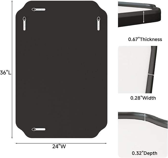 Black Wall Mirror 36"x24", Scalloped Edge Vanity Mirror - Hangs Vertically/Horizontally Decorative Bathroom Mirror for Vanity, Bedroom & Entryway, Aesthetic Bathroom Decor