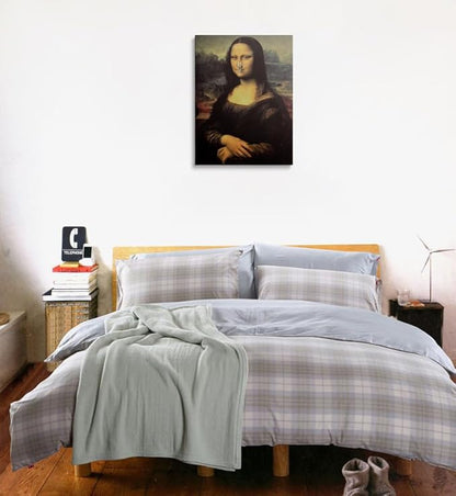 Funny Mona Lisa Canvas Wall Art Holding Her Nose with Clothespin Novelty Bathroom Wall Decor Framed Print Parody Stinky Joke Poster Artwork for Toilet Powder Room 12x16 Inches