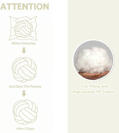 Petrella Knot Pillows Ball Round Throw Pillows Home Decor Cushion Decorative Aesthetic Throw Pillows，White 8inch