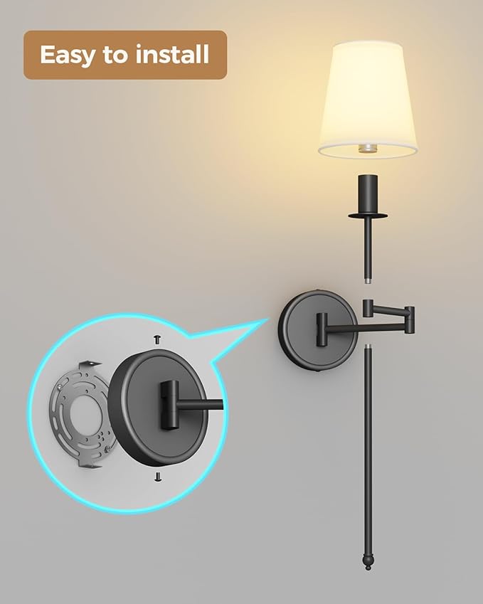 Joosenhouse Black Wireless Wall Sconces Set of 2, Battery Operated Wall Lights with Remote Control, 9 RGB Color Options, 24.8 inch Dimmable Wall Lights for Hallway, Bedroom, Living Room