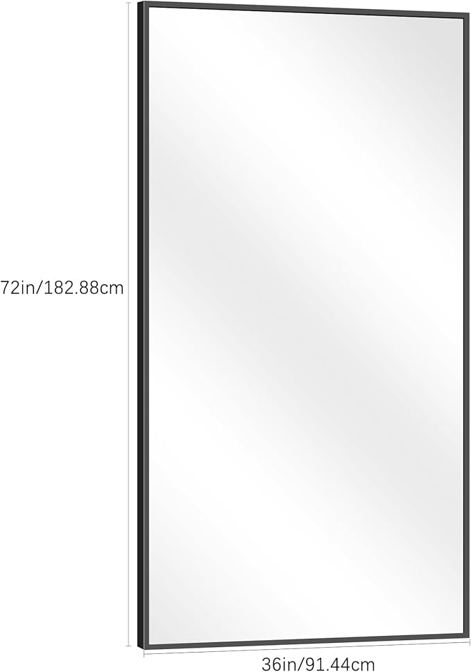 DESBING Black Bathroom Mirror for Wall, 72x36 Inch Rectangle Mirrors with Metal Frame, Modern Vanity Wall Mirror Decor for Entryway Hangs, Bathroom Living Room Horizontal or Vertical