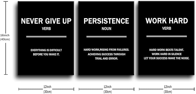 Inspirational Wall Art Successful Entrepreneur Quotes Poster Printing 3 Pieces Always Remind Yourself Posters Print for Living Room Teens Room Gym Workplace Artwork Ready to Hang [36''W X 16''H]