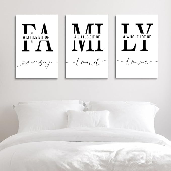 GUBIYU Home Wall Art for Living Room & Dining Room - Inspirational Quotes Poster, 'A Little Bit of Crazy' Print, Family Quotes, Sign, 12"x16" Canvas