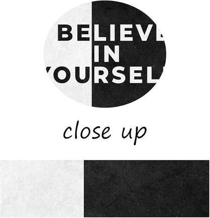 Modern Home Decor Motivational Phrase Believe in Yourself Minimalism Poster Canvas Wall Art Picture Black White Nordic Art for Office Home Canvas Paintings Framed Ready to Hang-12 inch x 16 inch