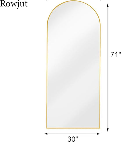 Rowjut Large 71"x30" Arched Full Length Mirror, Gold Mirrors Full Length Floor Mirror Standing for Bedroom, Living Room, Wall Mounted & Full Body Mirror Hanging or Leaning(Gold)
